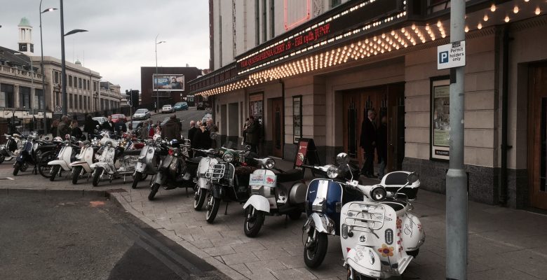 Scooters in position at film screening of Quadrophenia - 19.06.15