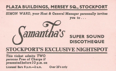 Samanthas Discotheque complementary admission ticket