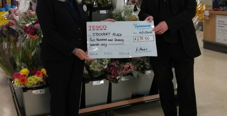 Ted Doan - Plaza General Manager recieves a very generous donation from Tesco Extra who hosted a Fundraising Book Stall for The Plaza raising £270 for our Art Deco gem during Lockdown - 10.11.20