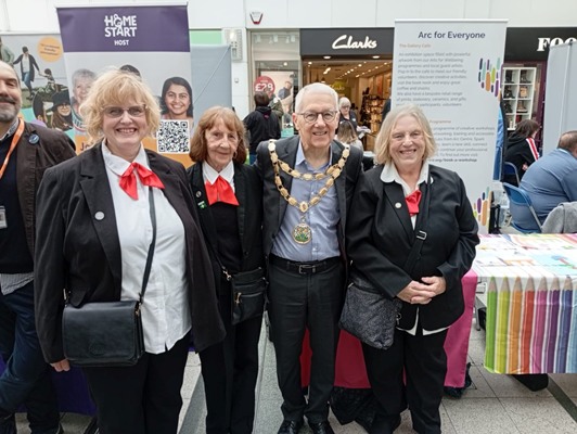 The wonderful Plaza Volunteer Team promoting The Plaza at the Merseyway Shopping Centre Volunteer Event - 17.09.25